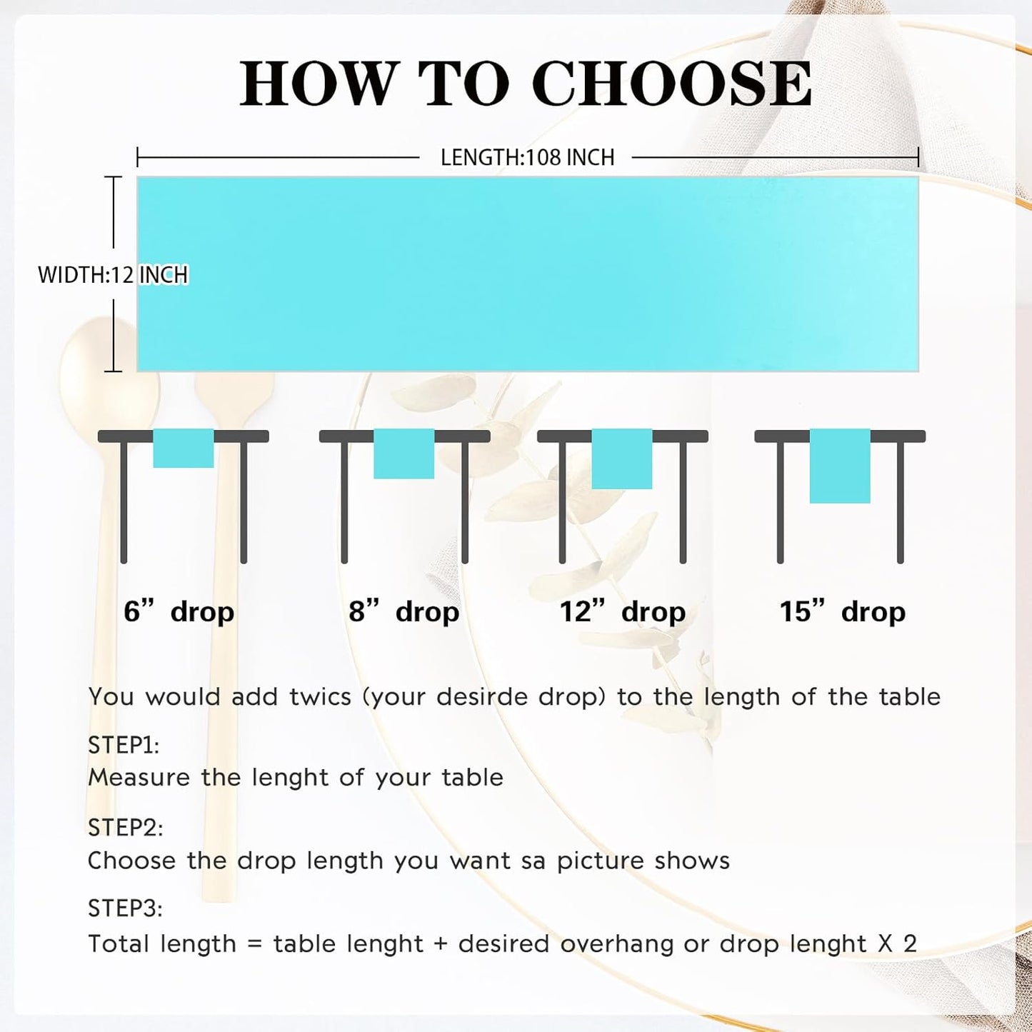 10 Pack Satin Table Runner 12 x 108 Inch Long Turquoise Silk Table Runner for Wedding Party Banquet Birthday Decoration