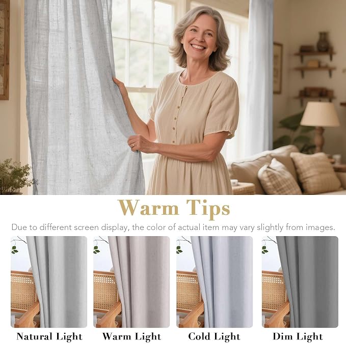 H.VERSAILTEX Living Room Linen Curtains Home Decorative Nickel Grommet Curtains - Image 3