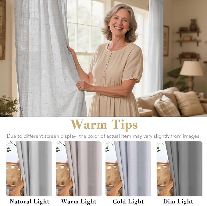 H.VERSAILTEX Nickel Grommet Natural Linen Semi Sheer Blended Airy Curtains - Image 3