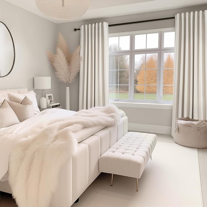 Topfinel 100 Inch Long Black Out Custom Drapery Panels, Cream White Blackout - Image 7
