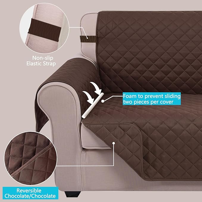 U-NICE HOME Recliner Chair Covers Reversible Quilted Water Repellent Pet - Image 3