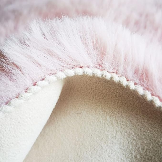 Ghouse Soft Faux Sheepskin Fur Rug 2x6 Pink Fluffy Bedside Rugs Plush Rug Shag - Image 4