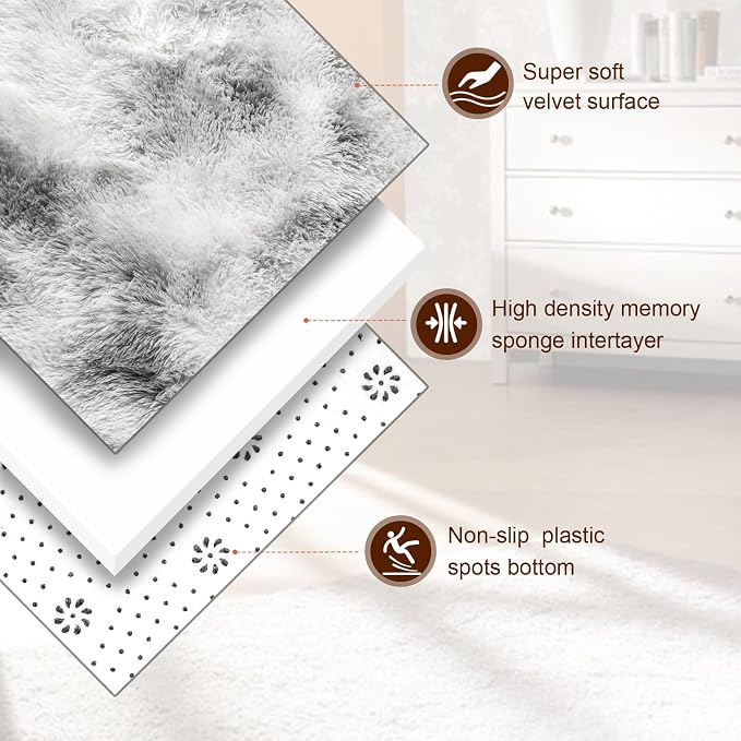 TWINNIS Super Soft Shaggy Rugs Fluffy Carpets 6x9 Feet, Indoor Modern Plush - Image 2