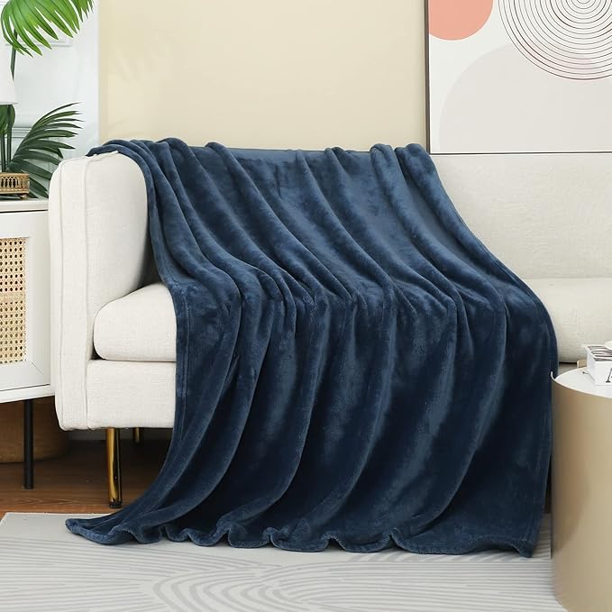 Dark Dusty Blue Stone Blue Throw Blankets Fleece Blanket Twin Size 60 by 80 by JIAHANNHA