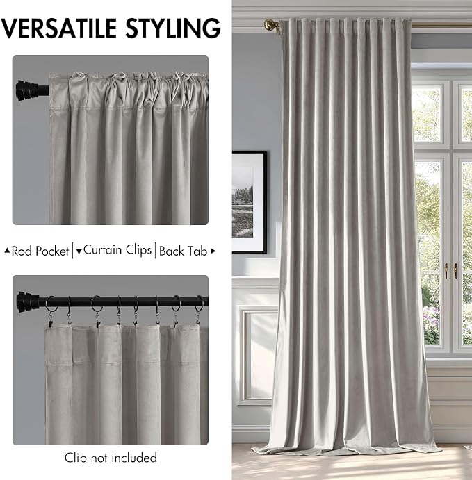 MIULEE Silver Gray Velvet Curtains 96 inches - Image 2