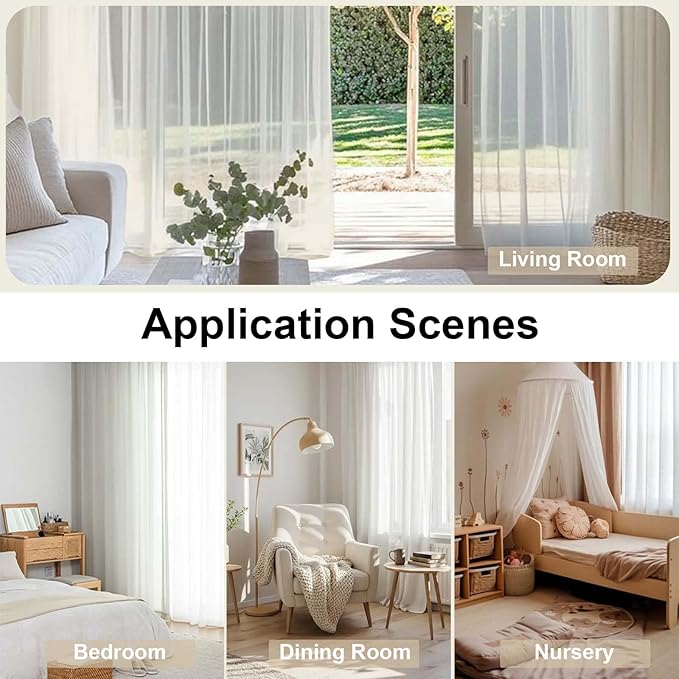 OWENIE Sheer Curtains 84 inch Length, Ivory Sheer Cutains 2 Panels Set - Image 6
