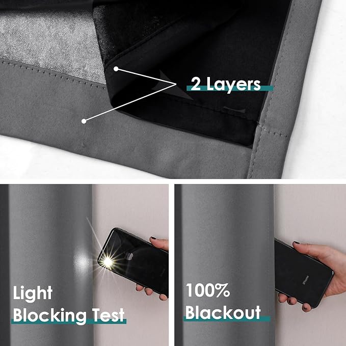 ChrisDowa 100% Blackout Curtains 72 inch Long - Image 4
