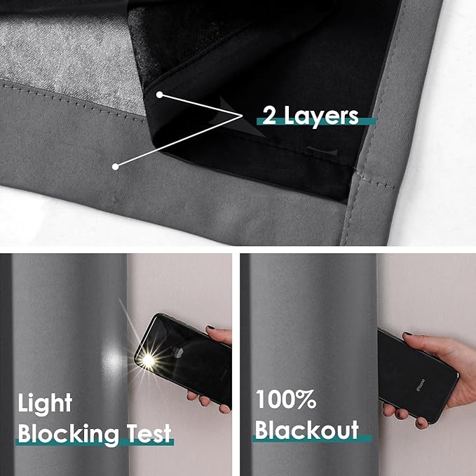 ChrisDowa 100% Blackout Curtains 84 inch Long - Image 4