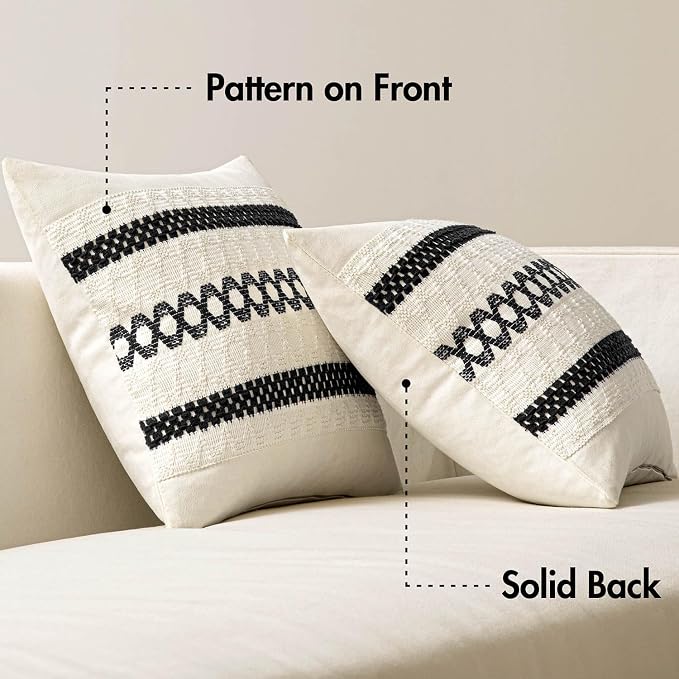 MIULEE Set of 2 Black Boho Decorative Pillow Covers 18x18 Inch Farmhouse Rustic - Image 6