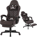 Gaming Chair, 400 lbs Adult Chair, High Back Computer Chair with Footrest and Linked Armrests, Office Video Game Chair with Lumbar Support (Brown)