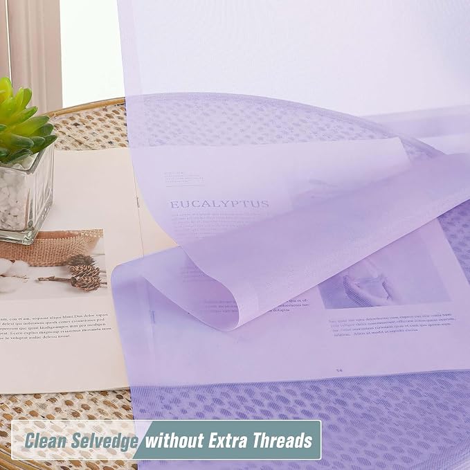 Lavender Sheer Curtains Tier 30 Inches Length 2 Panels, Light Filtering - Image 5