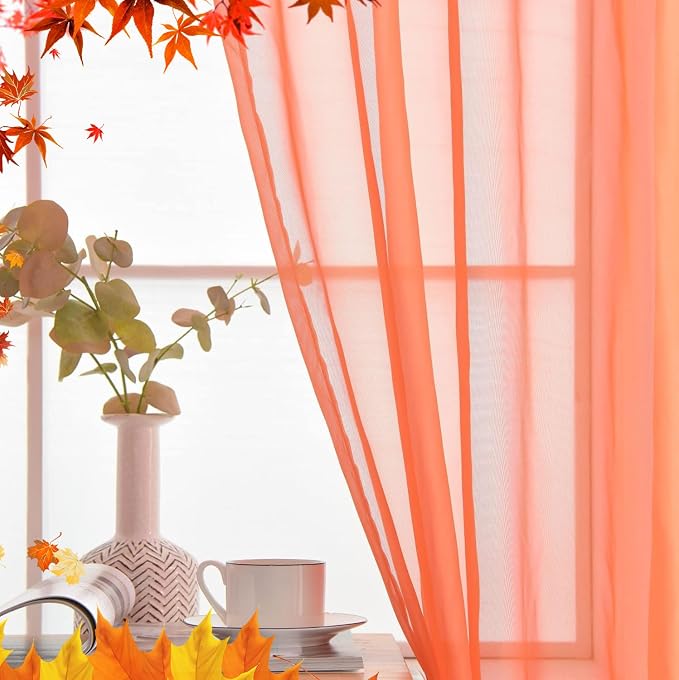 SpaceDresser Sheer Voile Window Treatment Rod Pocket Curtain Panels - Image 4