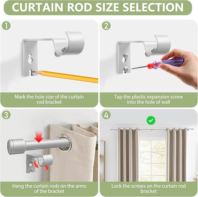 5/8” Diameter Curtain Rods 30-90 Inch, - Image 4