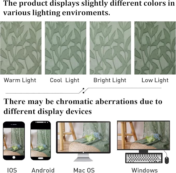Lecloud Leia Sage Green Valance Sheer Cafe Curtains 24 Inch Length 2 Packs - Image 5
