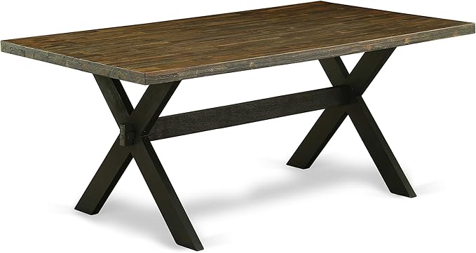 East West Furniture X677MZ650-5 5 Piece Dining Room Set Includes a Rectangle Dining Table with X-Legs and 4 Dark Gotham Grey Linen Fabric Upholstered Chairs, 40x72 Inch, Multi-Color