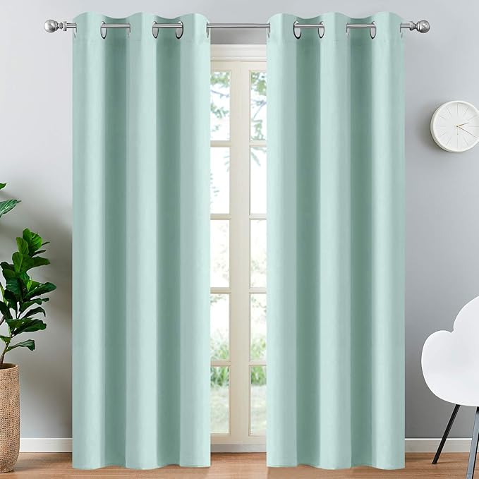 Yakamok Aqua Blackout Curtains for Bedroom, Grommet Thermal Insulated Room by Yakamok
