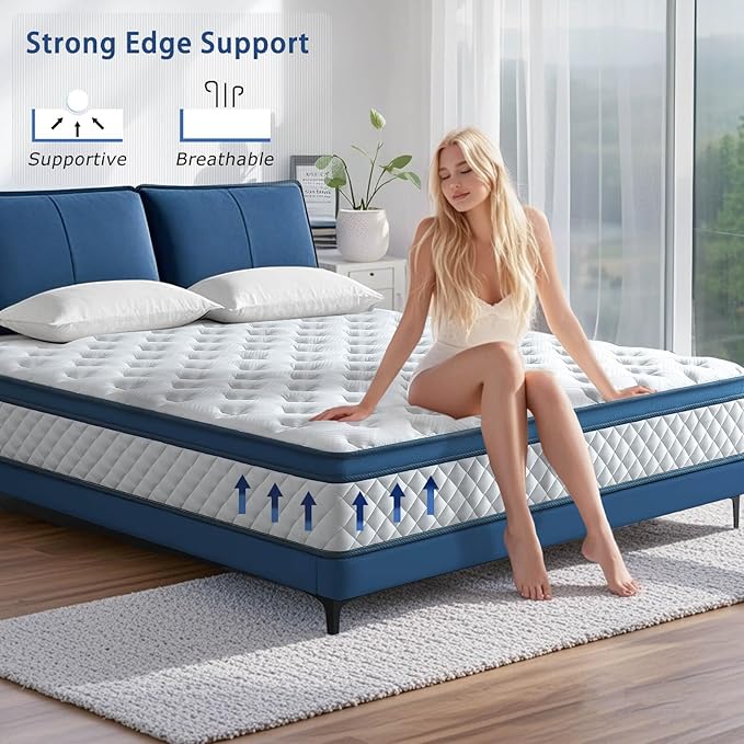 Queen Mattress,10 Inch Medium Firm Hybrid Queen size Bed Mattress, Memory Foam Mattresses in a Box for Pressure Relief, Individual Pocket Spring-Motion Isolation with Edge Support, CertiPUR-US