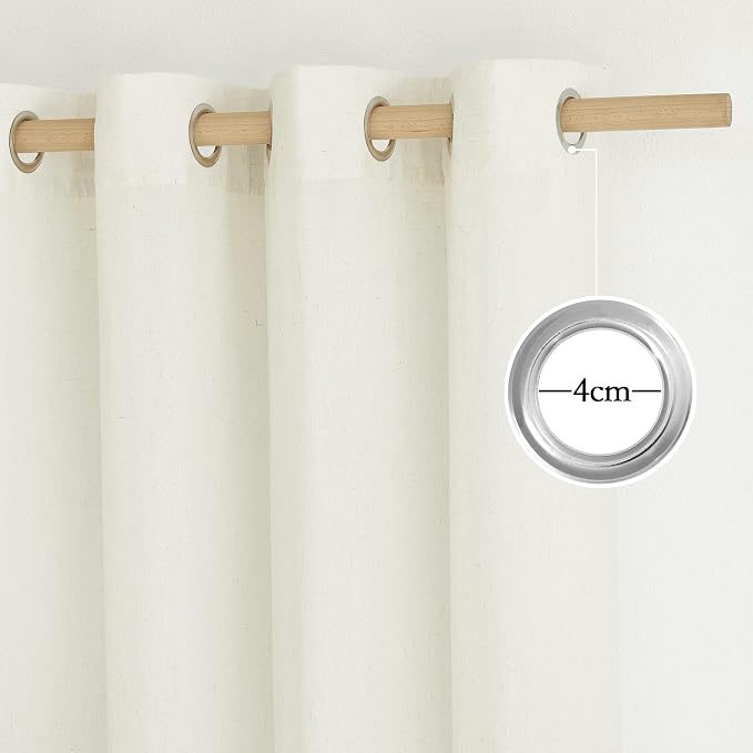 NICETOWN Linen Off White Window Curtains 84 inches Long, Grommet Thick Linen - Image 3