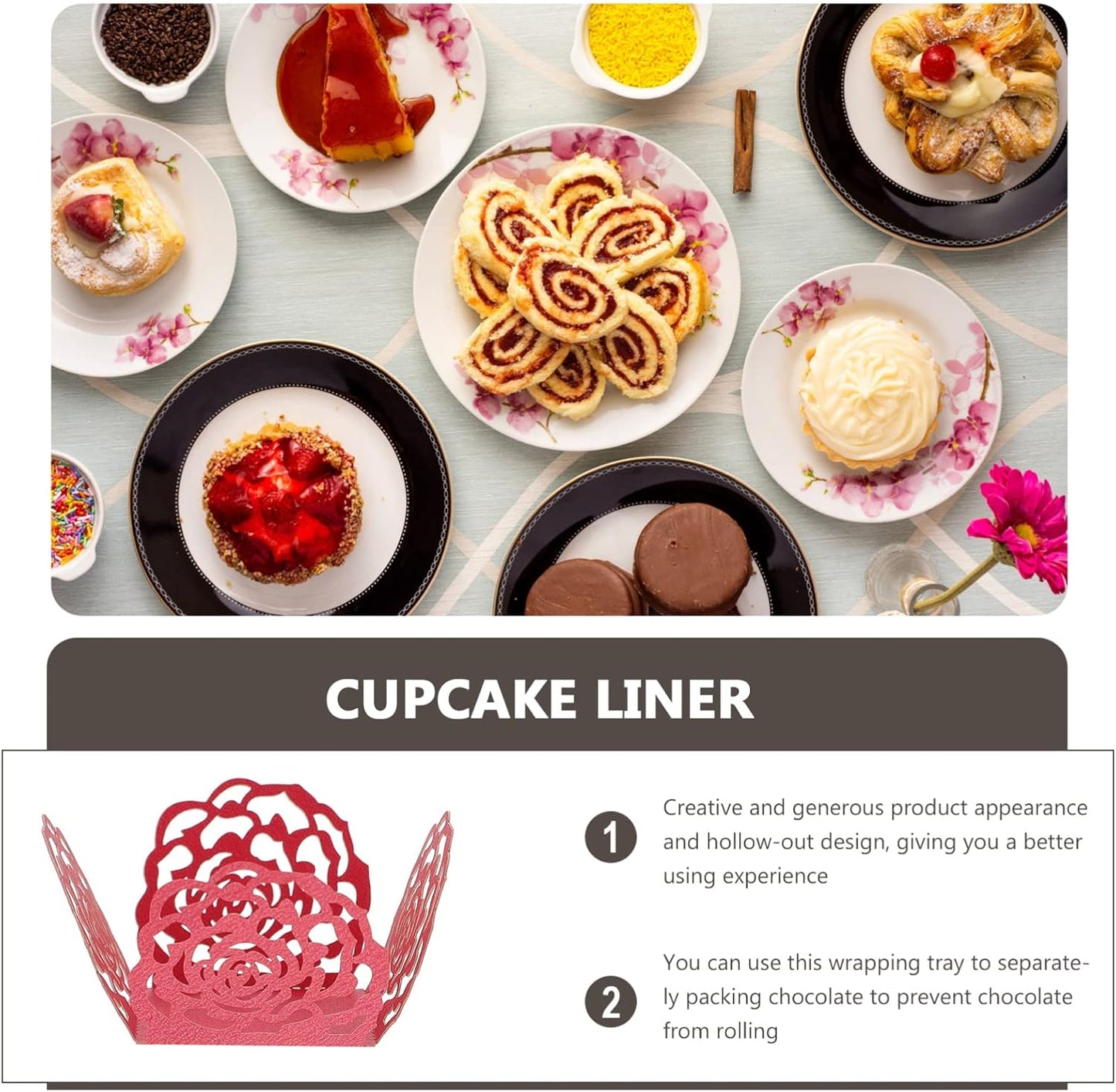 50Pcs Truffle Cupcake Wrapper Liners, Paper Chocolate Candy Wrappers, Peanut Liners Dessert Tray Baking Cups for Muffin Cupcake Birthday Wedding Decoration