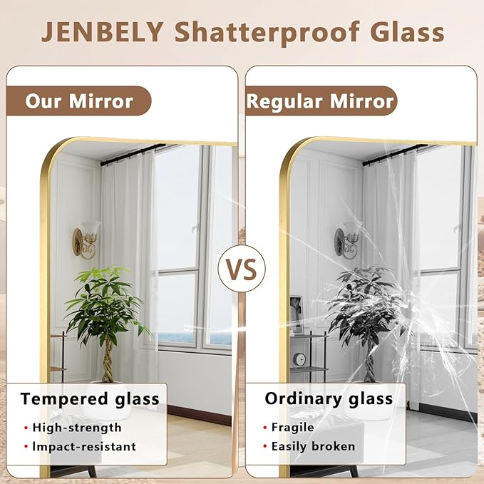 Brushed Gold Mirror, 16"x20" Rectangle Bathroom Mirror, Metal Frame Rectangle Corner Vanity Mirror, Wall Mounted Mirror for Modern, Living Room, Bedroom, Horizontal Or Vertical