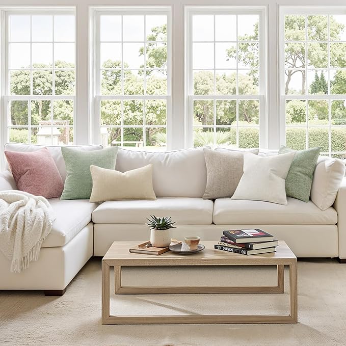 MIULEE Pack of 2 Couch Throw Pillow Covers 18x18 Inch Neutral Cream Modern Boho - Image 2