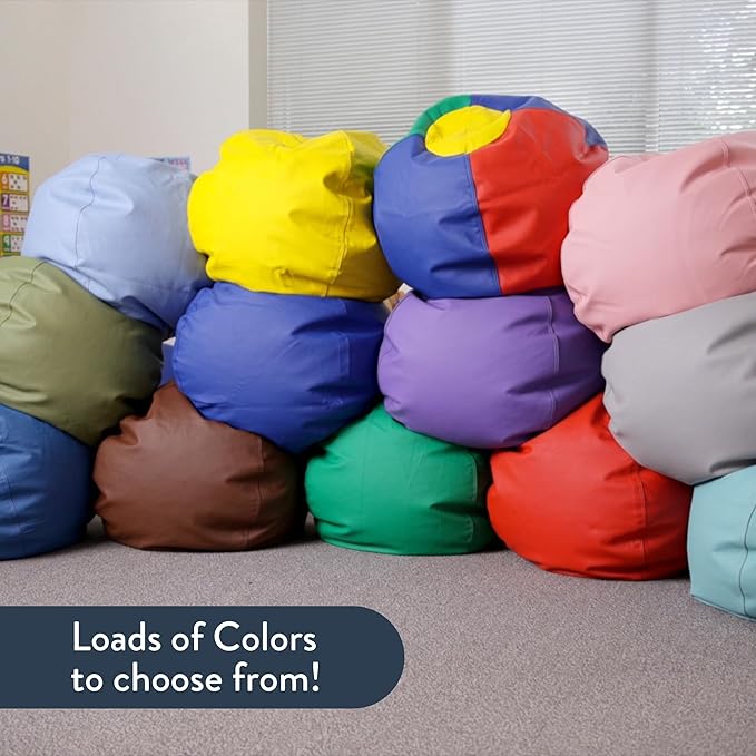 Children's Factory 26" Round Bean Bag, Bean Bag Chair with Water-Resistant Cover for Kids, Flexible Seating for Classroom Elementary, Easy to Clean, Aqua