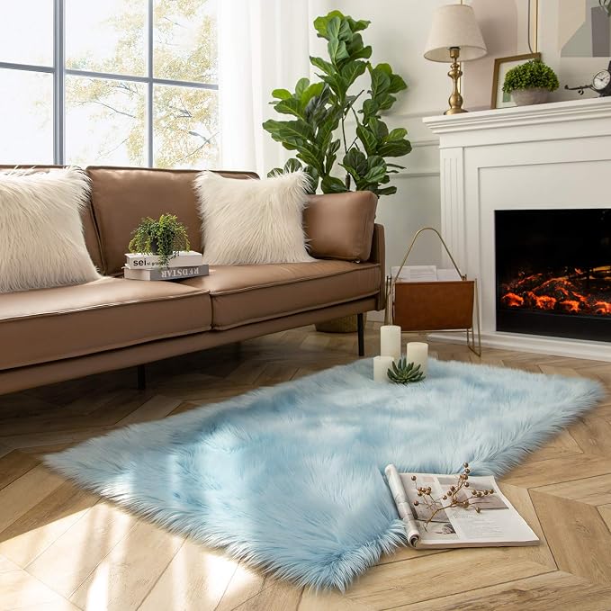 Ashler faux fur rug, Fluffy Shaggy Area Rug Ultra Soft 3 x 5 Feet Rectangle Fur - Image 3