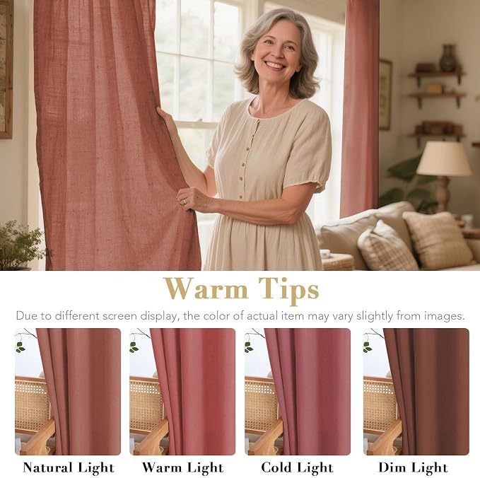 H.VERSAILTEX Living Room Linen Curtains Semi Sheer Curtains Nickel Grommet - Image 3