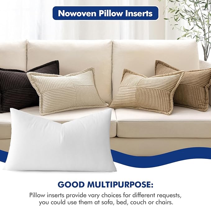MIULEE Pillow Insert 14x20 Inch, Decorative Rectangle Throw Pillow Inserts - Image 4