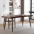 Modern Simple Style 55" Standing Desk Study Computer Desk - Black Metal Frame, Solid Wood Planks, for Home Office Bedroom