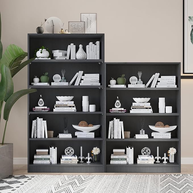 Wooden Bookcase with Adjustable Shelves, 4 Tier Wooden Bookshelf for Small Spaces, Office or Living Room, Modern Bookshelves Storage Rack, Manga Display Shelf,48 Inch,Gray
