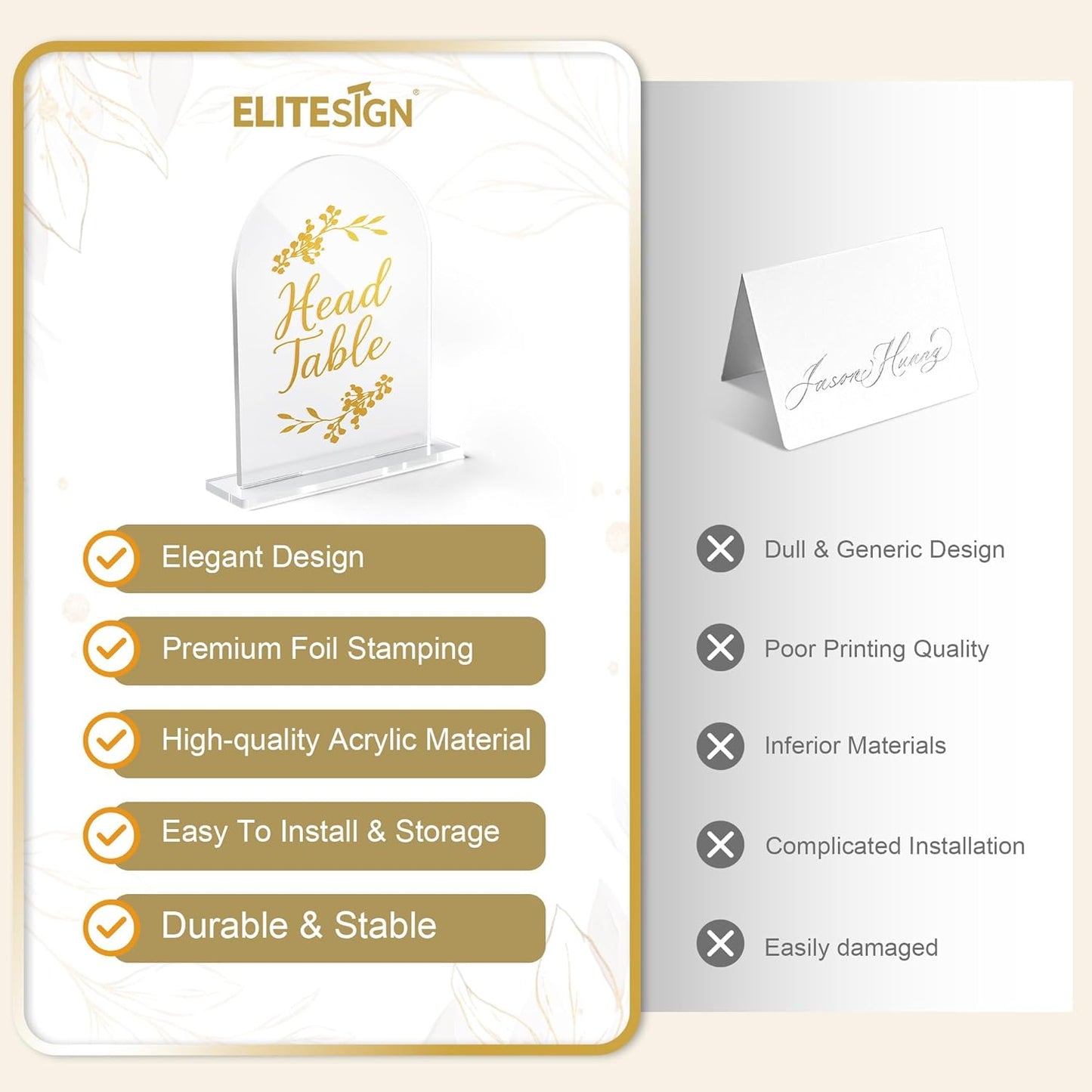 Wedding Table Numbers 1-20 Clear Acrylic Seating Number Signs for Weddings Reception Anniversary Party Decor Seat Number for Tables with Elegant Gold Lettering