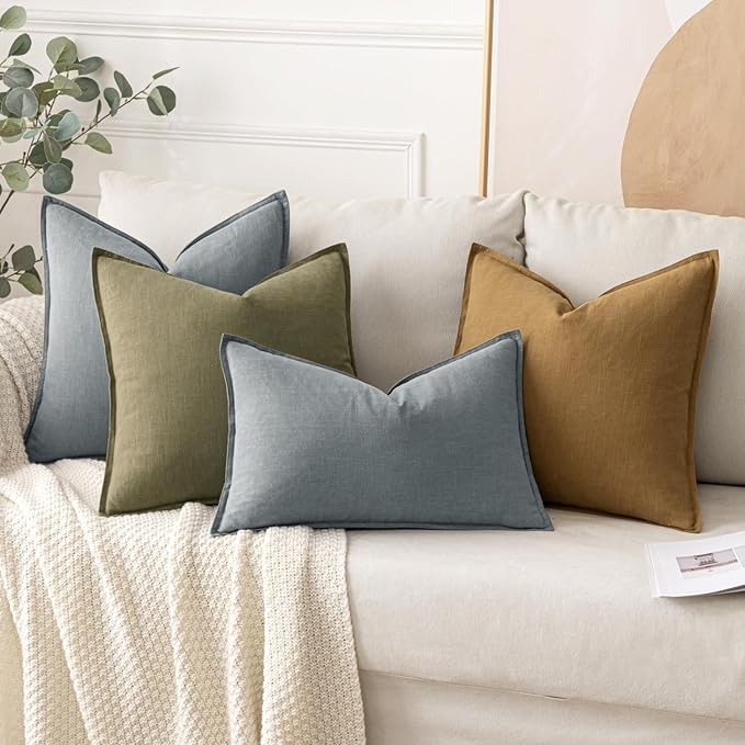 MIULEE Decorative Linen Lumbar Pillow Covers 12x20 Inch Gray ​Boho Farmhouse​ - Image 4