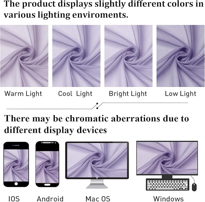 Lecloud Lavender Sheer Kitchen Curtains 54 Inch Length 2 Panels, Double Rod - Image 7