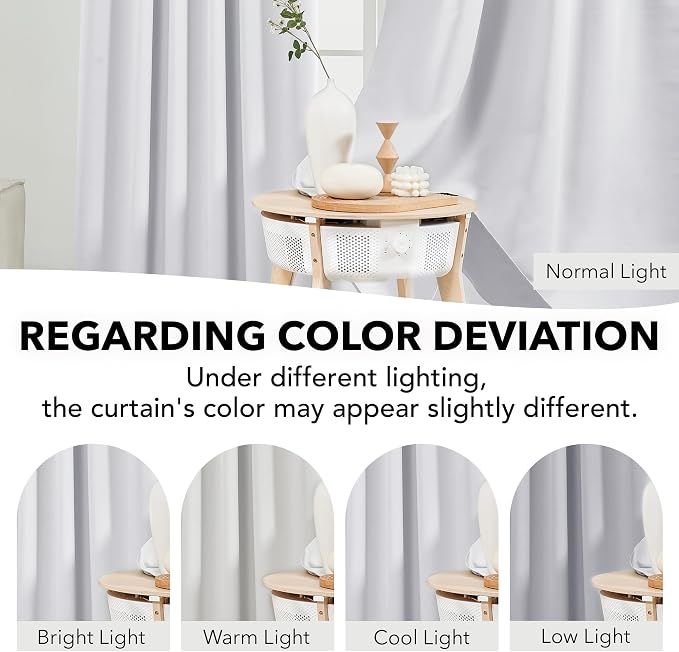 Deconovo Blackout Curtains, Thermal Insulated, W52 x L95 2 Panels, Back Tab - Image 3