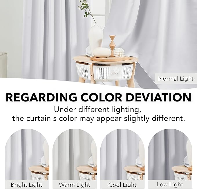 Deconovo Blackout Curtains, Thermal Insulated, W52 x L45 2 Panels, Back Tab - Image 3