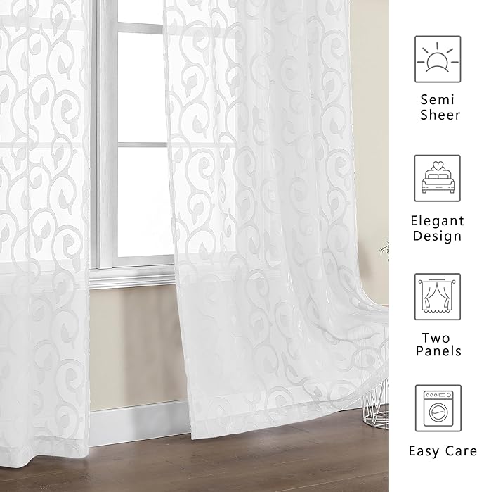 OWENIE Furman Sheer White Curtains 84 inches Long - Image 6