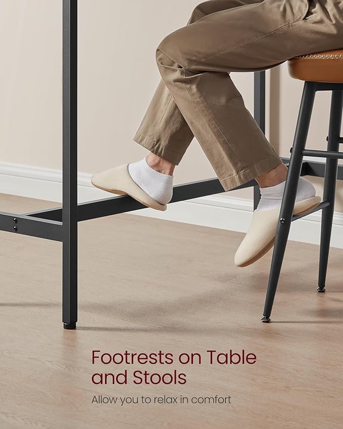 VASAGLE Bar Table, Narrow Long Kitchen Dining Table, Sturdy Metal Frame, Industrial, 15.7 x 47.2 x 35.4 Inches, Ebony Black and Ink Black ULBT120B56