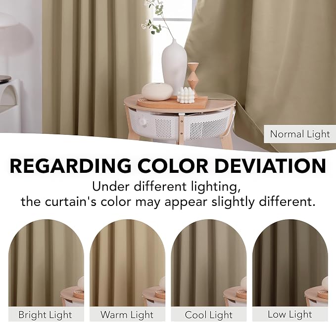 Deconovo Solid Room Darkening Panels Back Tab and Rod Pocket Curtains Blackout - Image 6