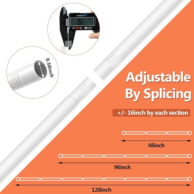 Curtain Rods No Drilling for Windows Set 66 to 120-128 Inch, 5/8 Inch Diameter - Image 4