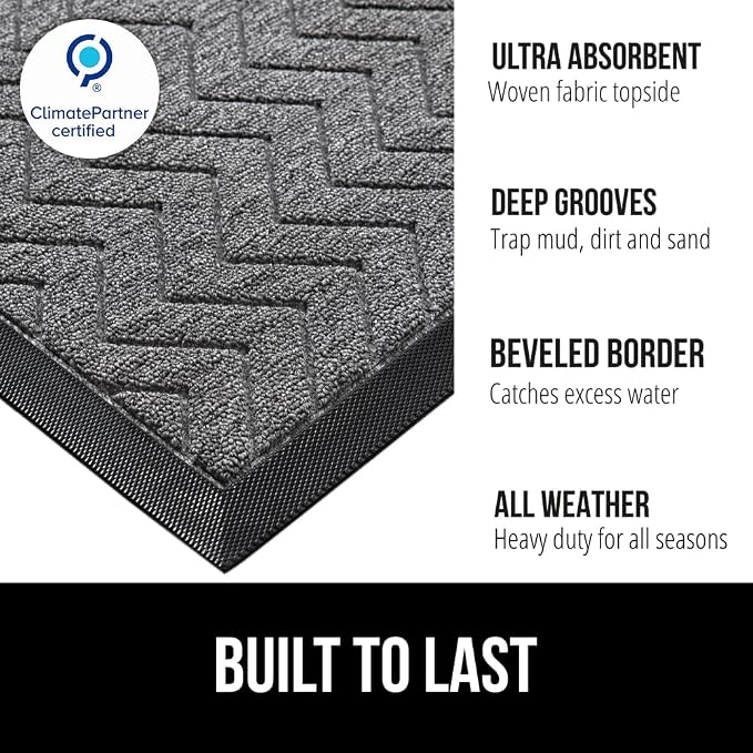 GORILLA GRIP 100% Waterproof All-Season WeatherMAX Doormat, US Designed Natural - Image 2