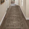 2x10 Washable Runner Rug for Hallway Kitchen Vintage Brown Non Slip Low Pile by WondRg
