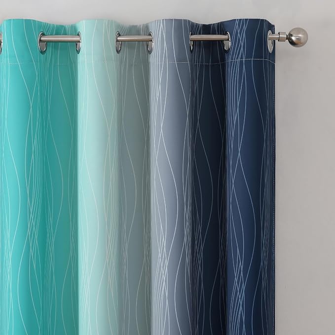 Estelar Textiler Navy Blue and Teal Blackout Curtains 54 Inch Length, Full - Image 4
