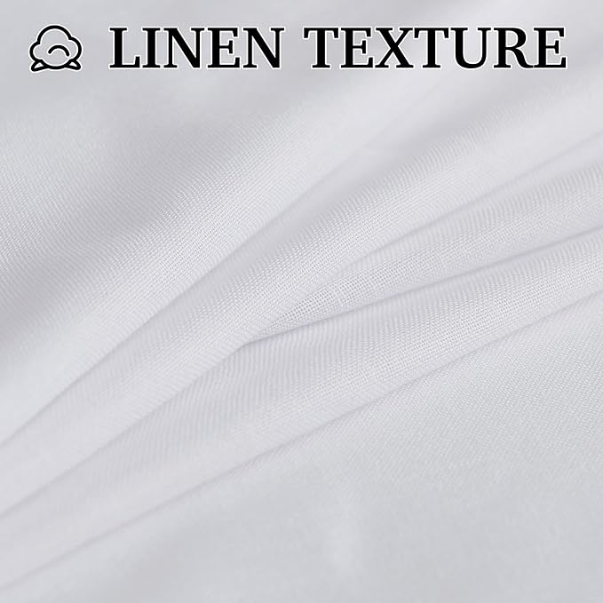 RYB HOME Living Room Curtains Linen Sheer, Light Filtering White Linen Curtains - Image 5