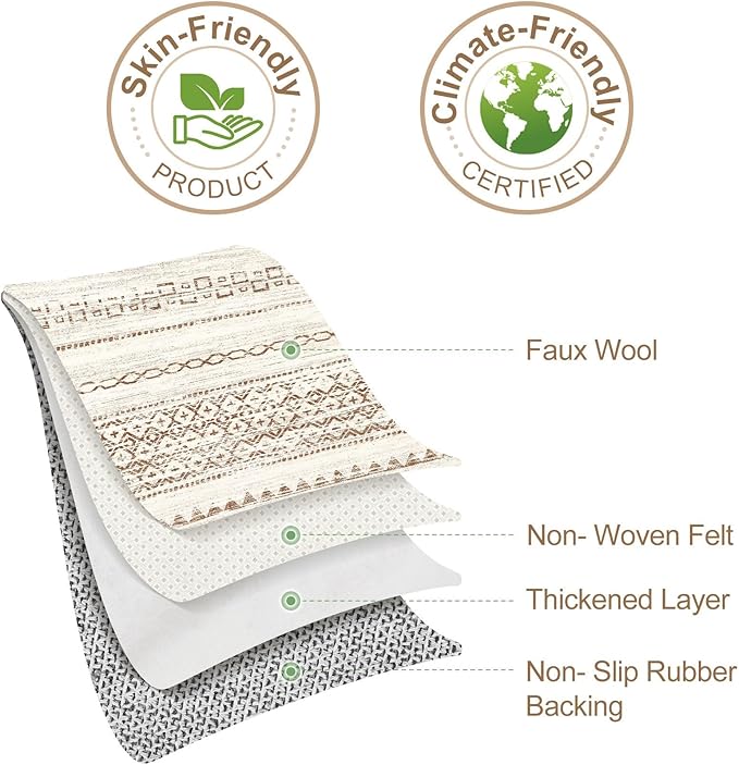 Nakagishi Area Rug Living Room Rugs: 5x7 Machine Washable Boho Large Neutral - Image 9
