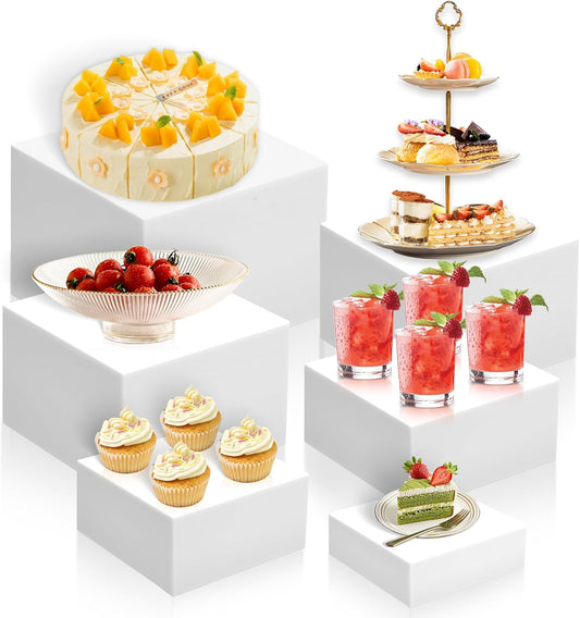 12" Large Buffet Risers,3Pcs 12",10",8" Buffet Risers,Food Risers for Buffet Table Display Stand Shelf for Party Catering Dessert Jewelry Collectibles Acrylic Cube Boxes