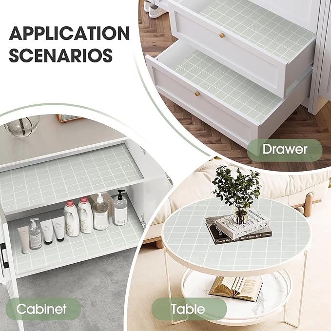 Beautysaid Shelf and Drawer Liner for Kitchen Cabinet, Non Adhesive Non Slip Shelf Paper Waterproof Washable Thickened for Dresser Pantry Shelve Bathroom Protector Liner(Light Green,23.6 in x 10 FT)