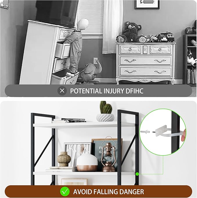 Shintenchi 5 Tiers Bookshelf, Classically Tall Bookcase Shelf,Industrial Book Rack,Modern Book Holder in Bedroom/Living Room/Office, Storage Rack Shelves for Books/Movies,11.8" Dx23.6 Wx62.2 H,White