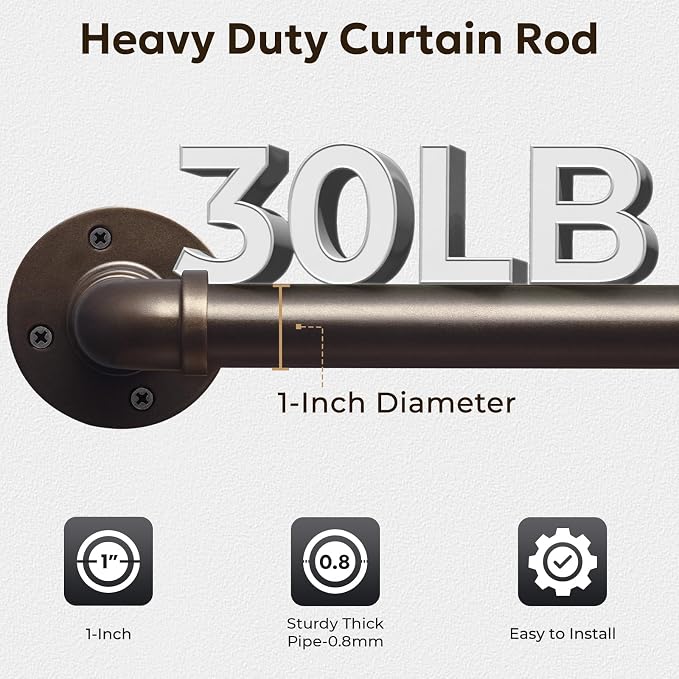 Zeerobee Curtain Rods for Windows 144 to 168, 1 Inch Industrial Wrap Around - Image 4
