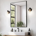 Black Bathroom Mirror, 20"x30" Rectangle Mirror, Matte Black Mirror, Metal Frame Square Corner Vanity Mirror, Wall Mounted Mirror for Modern, Living Room, Bedroom, Horizontal Or Vertical